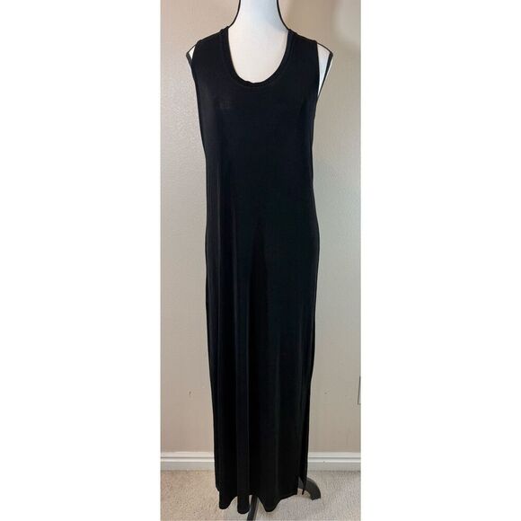 Flax by Jeanne Engelhart Scoop Neck Sleeveless Maxi Black Dress Women's Small - Picture 1 of 8